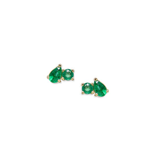 Round & Pear Emerald Jumelle Stud Earrings