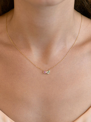 Pink & Green Sapphire Toi et Moi Necklace