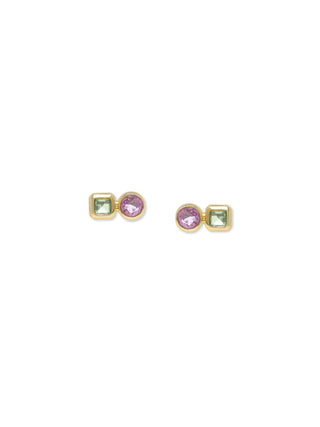 Pink & Green Sapphire Jaeda Double Studs