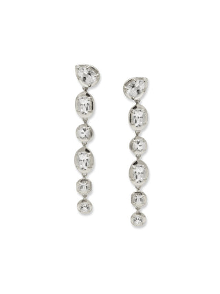 Clear Topaz Pear Linear Earrings | Silver