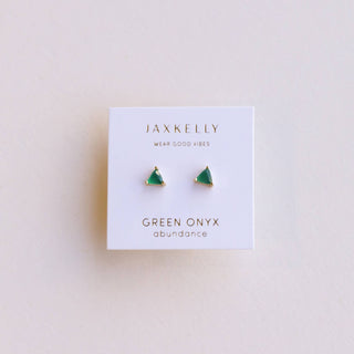 Mini Energy Gem Green Onyx Earrings | Gold Vermeil