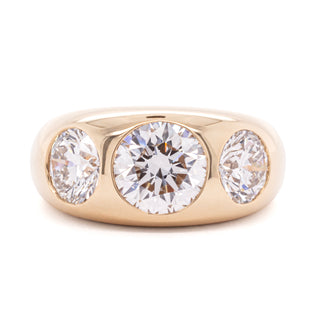 Custom 3 Diamond Bombe Ring