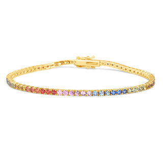 Rainbow Sapphire Tennis Bracelet | 14k Gold