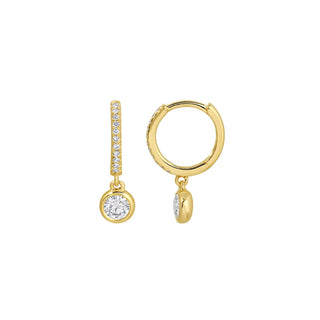 Bezel Lab Diamond Drop Hoop Earrings