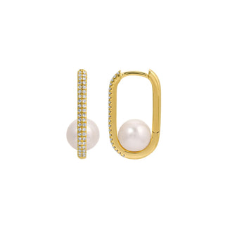 Double Diamond Hoops with Pearl