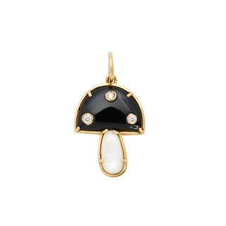 Mushroom Charm I Onyx & Pearl