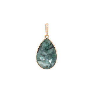 'Archive' 8.30ct Pear Cut Raw Emerald Slice Charm - Anne Sportun Fine Jewellery