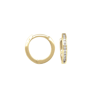 11.8mm CZ Hinge Huggie Hoops | 10k Gold