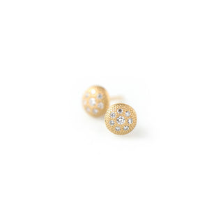 Diamond Stardust Button Stud Earrings