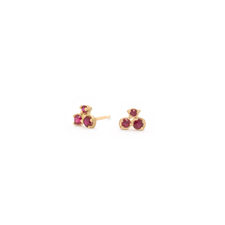 Cluster Trio Ruby Earrings