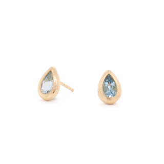 'Boulder' Bezel Pear Gemstone Stud Earrings