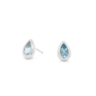 'Boulder' Bezel Pear Gemstone Stud Earrings