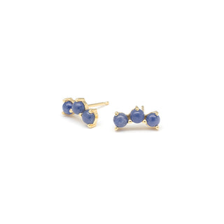 Gemstone Trio Climber Earrings - Moonstone, Blue Sapphire, or Turquoise - Anne Sportun Fine Jewellery