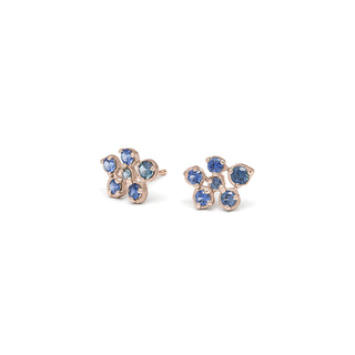 Small Blue Sapphire Flower Cluster Earrings