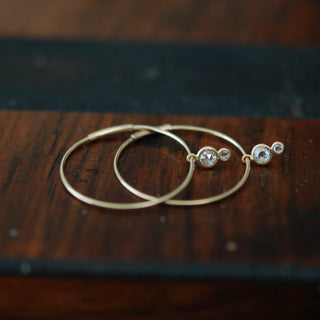Rose Cut Double Drop Diamond Hoops | 14k - Anne Sportun Fine Jewellery