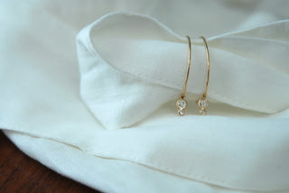 Rose Cut Double Drop Diamond Hoops | 14k - Anne Sportun Fine Jewellery