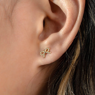 Ribbon Bow Stud Earrings | 10k