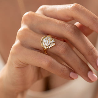 Gentle Wave Baguette Diamond Ring