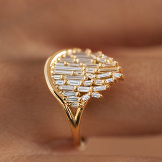 Gentle Wave Baguette Diamond Ring