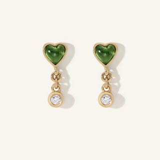 Green Tourmaline Byrdie Heart Stud Earrings