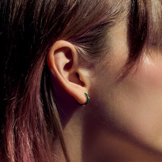 Green Enamel & Diamond Hoops