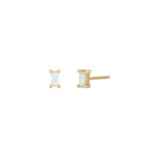 Baguette White Synthetic Opal Studs | Gold Vermeil