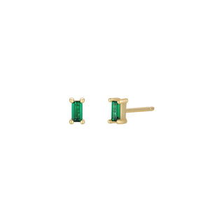 Baguette Green CZ Studs | Gold Vermeil