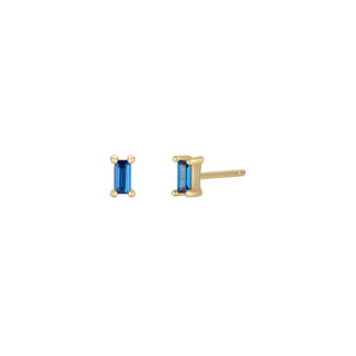 Baguette Blue CZ Studs | Gold Vermeil