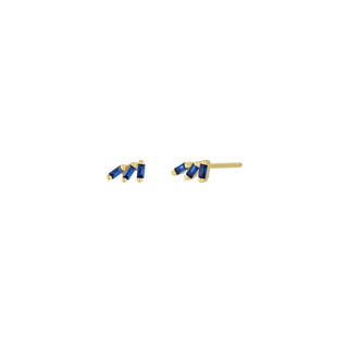 Blue CZ Offset Trio Studs | Gold Vermeil