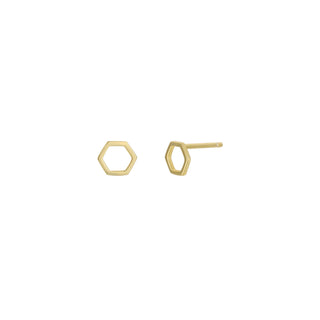 Minimalist Hexagon Studs | Gold Vermeil
