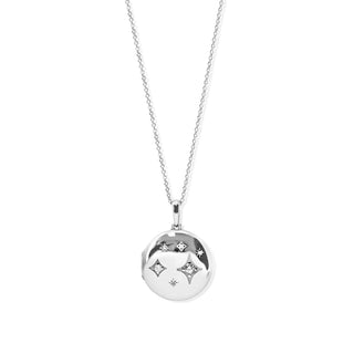 Large Silver Star Locket Necklace
