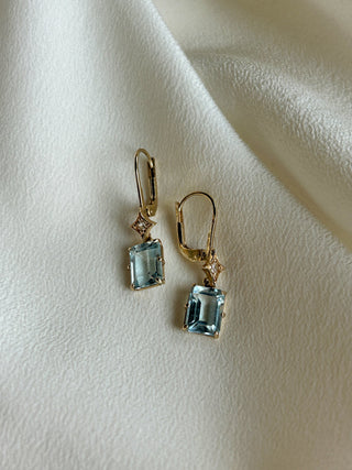 Blue Topaz Aurora Rectangle Drop Earrings