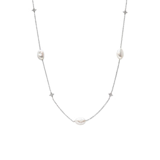 Baroque Pearl & Star Station Emilia Necklace