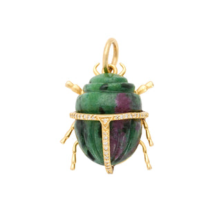 Large Beetle Charm I Carved Ruby Zoisite
