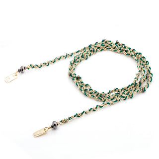 N° 182 Green Silk & Chain Braided Necklace Bracelet
