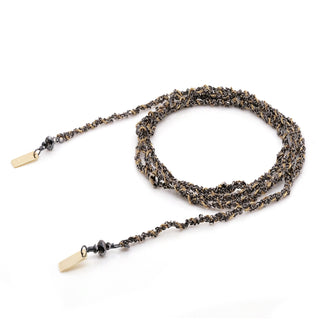 N° 182 Ruthenium Lurex Silk & Chain Braided Necklace Bracelet