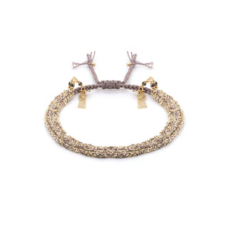 N° 183 Grey Silk & Chain Braided Bracelet