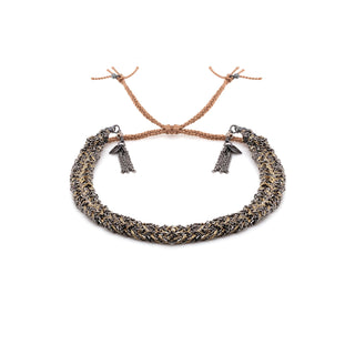 N° 183 Lurex Silk & Ruthenium Chain Braided Bracelet