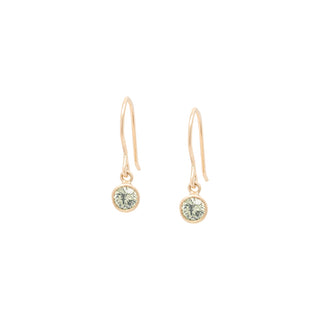 Green Zircon Gold Drop Earrings | 14k