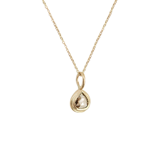 Bezel Rose Cut Pear Diamond Necklace | 14k