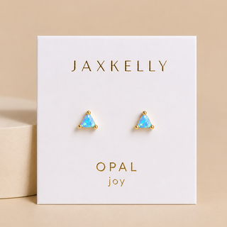 Synthetic Blue Opal Mini Energy Gem Studs | Gold Plated