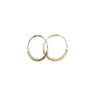 14k Gold Bead Hoops