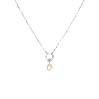 Open Circle Pearl Nugget Necklace