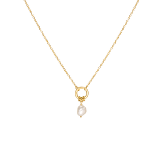 Open Circle Pearl Nugget Necklace