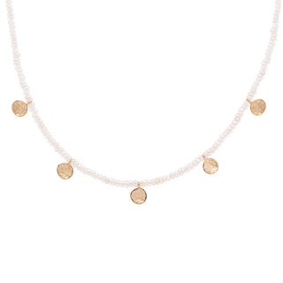 'Wrap' Gemstone Mini Hammered Disc Station Necklace