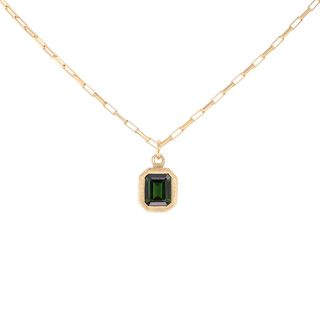 'Boulder' Emerald Cut Gemstone Pendant on Elongated Box Chain