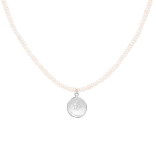 'Wrap' Gemstone 10mm Hammered Diamond Disc Necklace
