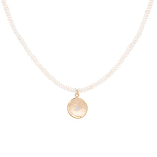 'Wrap' Gemstone 10mm Hammered Diamond Disc Necklace