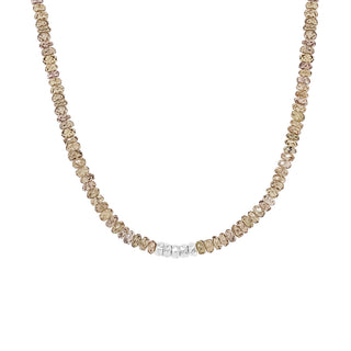 Center 5 Hammered Bead Natural Gemstone Necklace