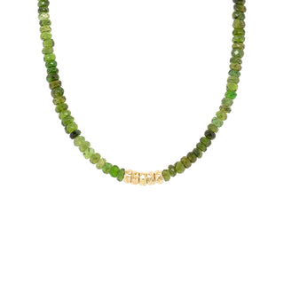 Center 5 Hammered Bead Natural Gemstone Necklace